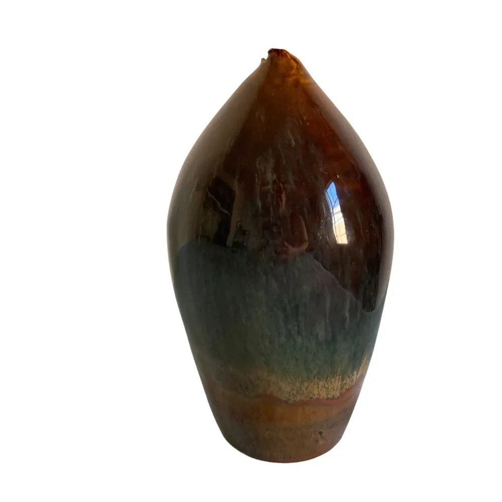 Vintage Studio Pottery Vase With Intentional Chips At Opening Bud Vase